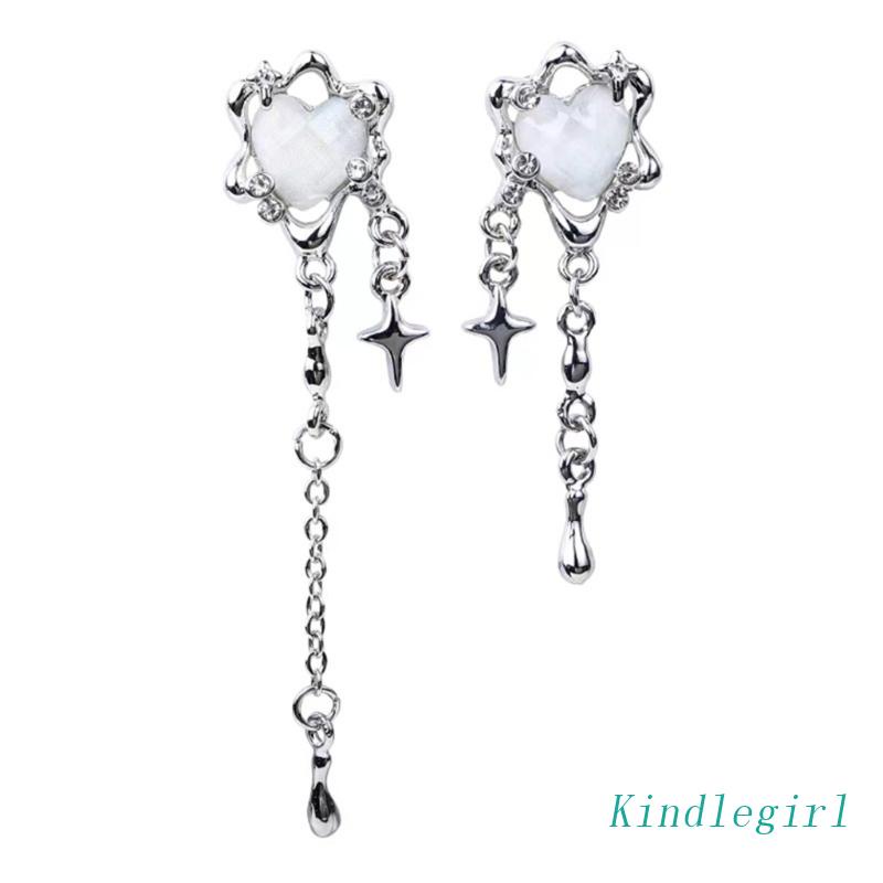 Bông Tai Hình Ngôi Sao / Trái Tim Đính Đá Zircon Phong Cách Hip Hop Thời Trang Cho Nam