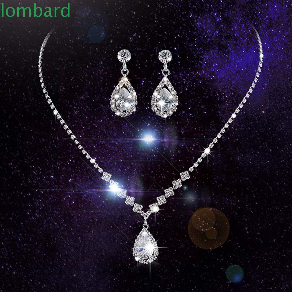 Bộ Trang Sức Đính Đá Hình Giọt Nước Thời Trang Dành Cho Nữ