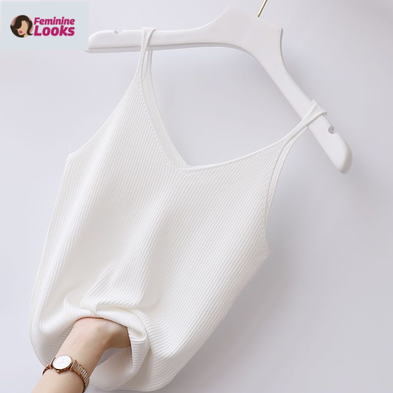 Áo Dệt Kim Hai Dây Cổ Chữ v Dáng Ôm Thời Trang