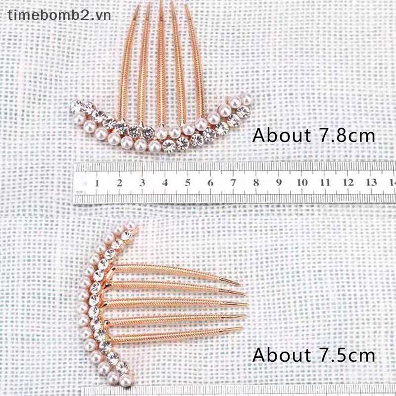 Lược Cài Tóc 5 Răng Đính Ngọc Trai Sang Trọng Cho Cô Dâu