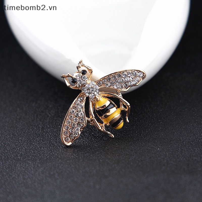 {Timebomb} Ghim Cài Áo Hình Ong Pha Lê Tráng Men Thanh Lịch Thời Trang
