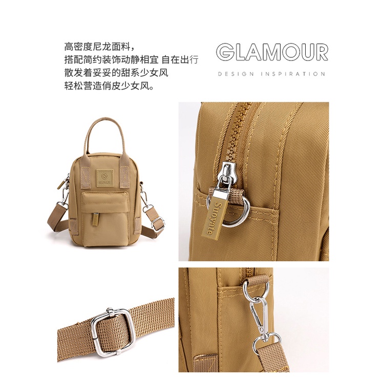 Túi Đeo Chéo Mini Bằng Nylon Chống Nước Thời Trang Hàn Quốc Mới Cho Nữ