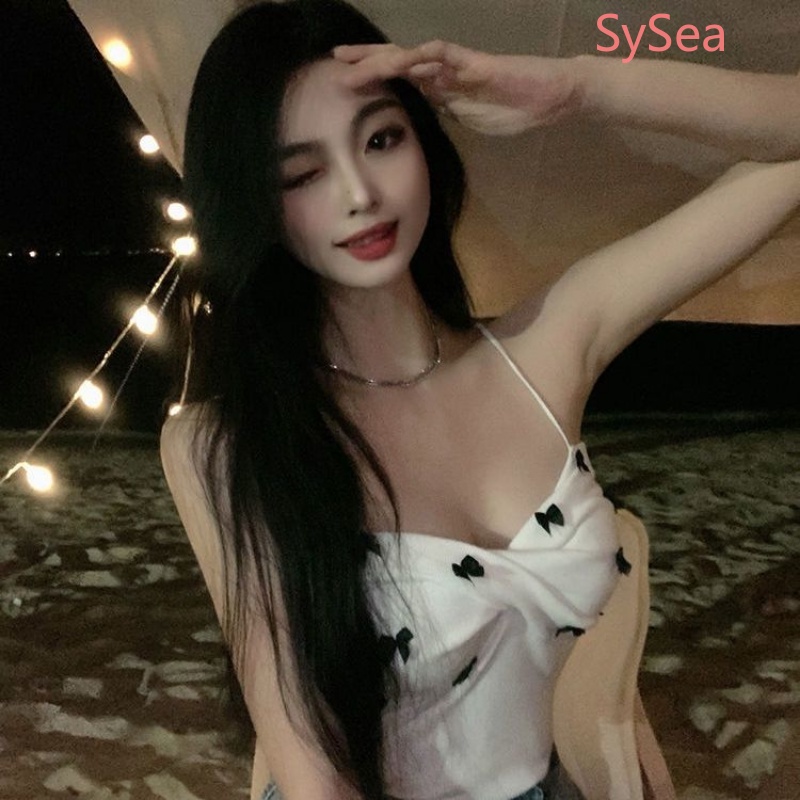 Áo Croptop Hai Dây Thắt Nơ Quyến Rũ Thời Trang Cho Nữ