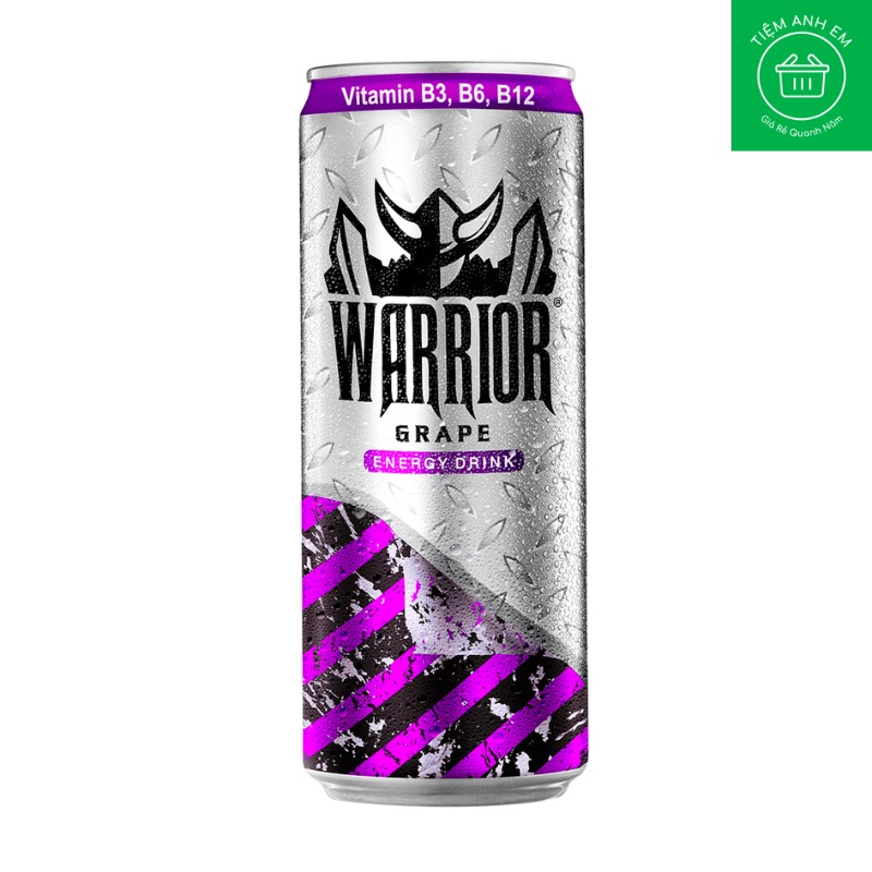 Nước tăng lực Warrior dạng Lon 325ml hương Dâu/ Nho