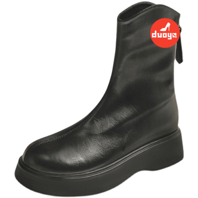 Duoya Giày Bốt Martin Đế Dày Ngắn Màu Hồng Thuốc Lá Phong Cách Anh Quốc 2022 Mới Dễ Phối Đồ Cho Nữ