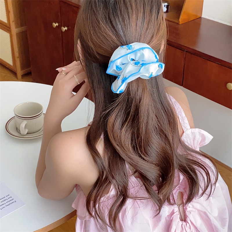 1 Dây Cột Tóc Cao Su Vải In Họa Tiết Hoa Tươi Mới Mùa Hè Cho Nữ