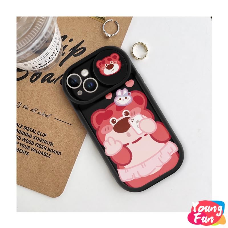Ốp lưng Gấu dâu tây Trượt for iPhone 14 XR 13 11 12 Pro Max 8 7 6 6S Plus X Xs Max Se 2020 13 12 11