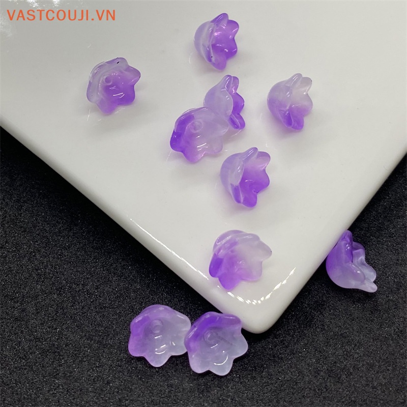 Set 100 Hạt Xỏ Lỗ Hình Hoa Lan Hai Màu gradient Bằng Acrylic Làm Vòng Tay / Vòng cổ DIY