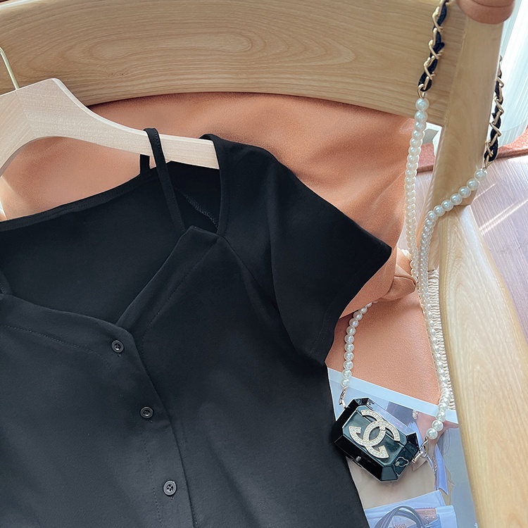 SUXI Áo Thun Tay Ngắn Hở Vai Màu Trơn Thời Trang Dành Cho Nữ