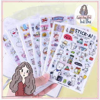 Set 6 stickers nhựa pvc pet dễ thương