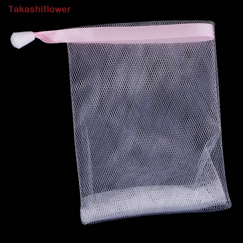 (Takashiflower) Túi Lưới Đựng Xà Phòng Tẩy Tế Bào Chết Cỡ Nhỏ Bằng Nylon Có Dây Rút