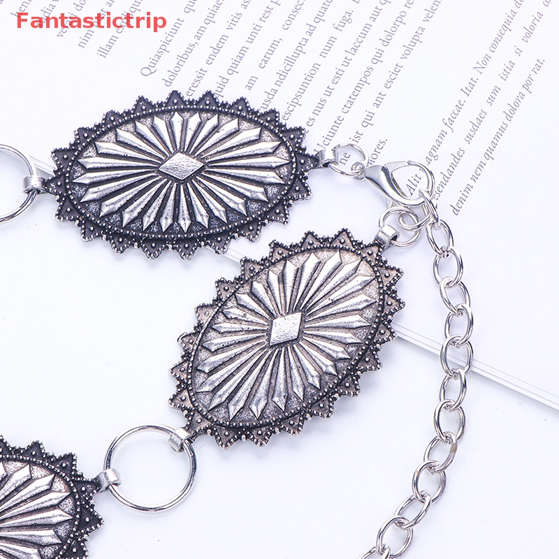 Thắt Lưng Dây Xích Hình Oval Bằng Kim Loại Phong Cách Boho Phương Tây Cổ Điển Cho Nữ Mới