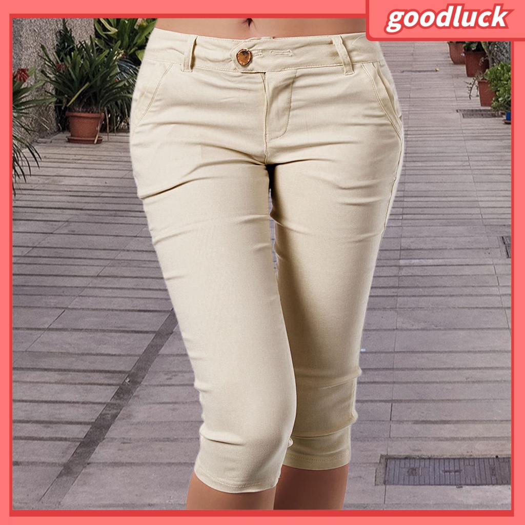 [ULK] Quần Ống Ôm Co Giãn Màu Trơn Thời Trang Đường Phố Mùa Hè Cho Nữ