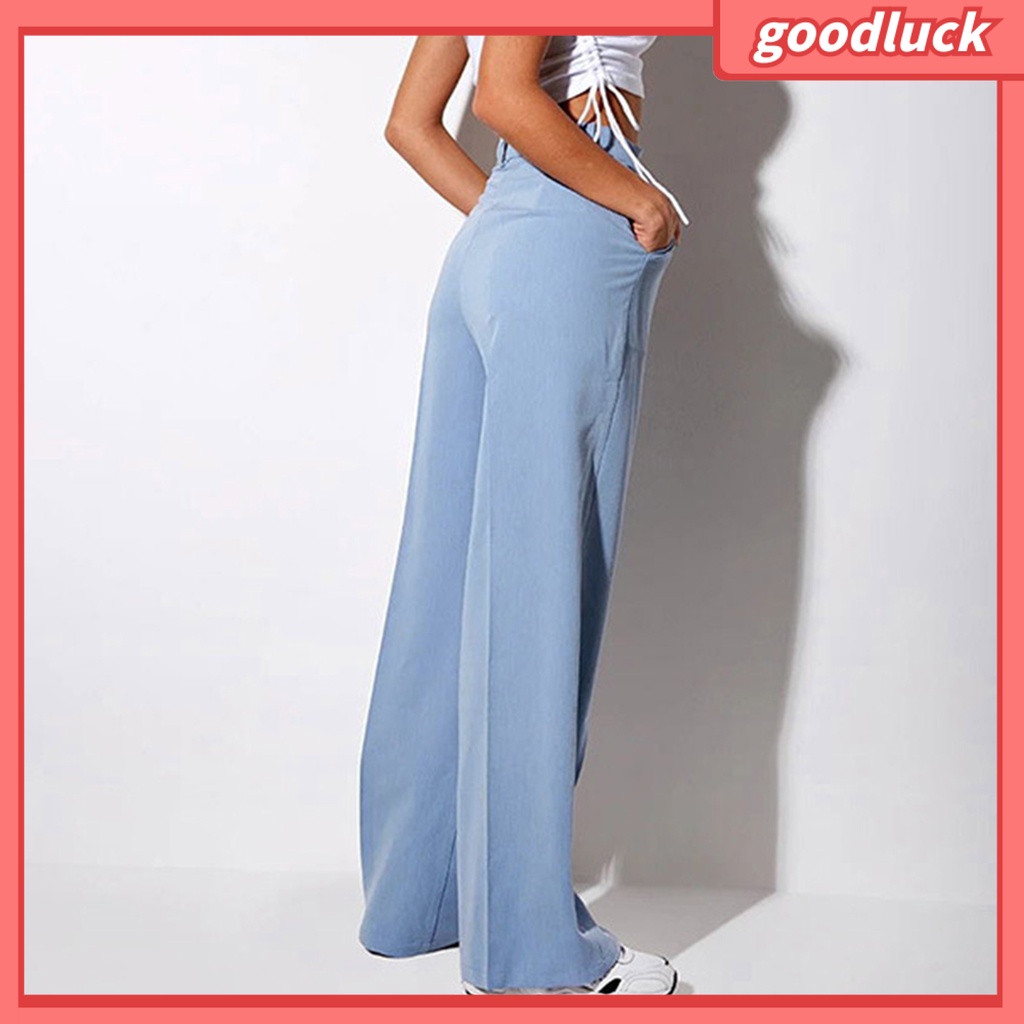Quần Dài Ống Đứng Lưng Cao Màu Trơn Thời Trang Cho Nữ