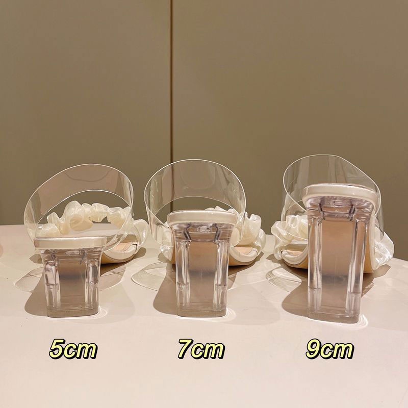 Dép Sandal Gót Dày Quai Trong Suốt Thời Trang Dành Cho Nữ