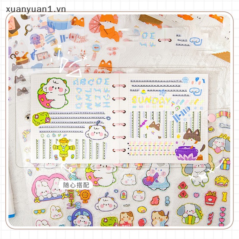 Set 5 Nhãn Dán Tự Trang Trí Sổ Tay / Nhật Ký Hình Thỏ / Gấu Đáng Yêu