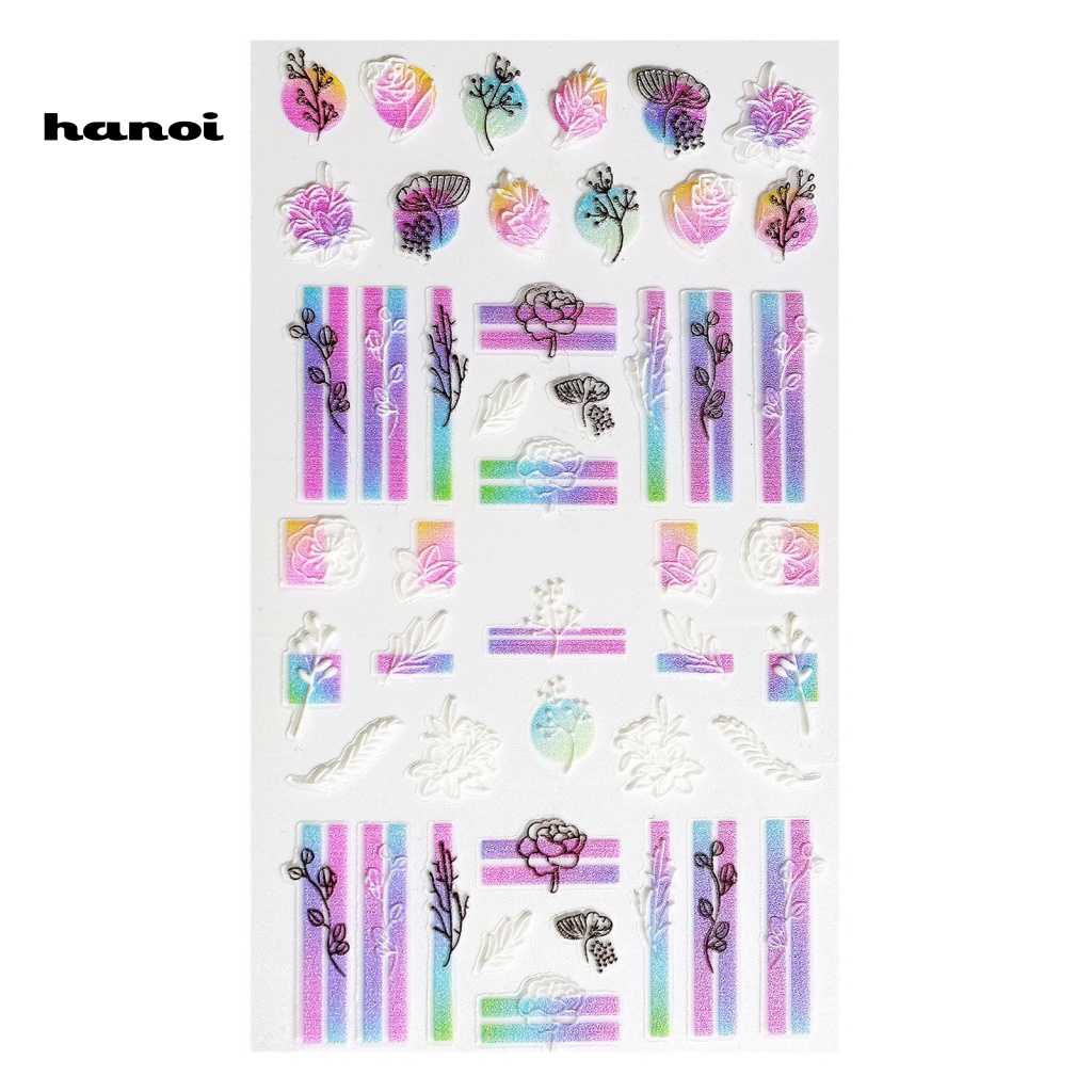 Miếng Dán Trang Trí Móng Tay Họa Tiết Hoa Lá Dập Nổi 5D Thời Trang Cho Nữ