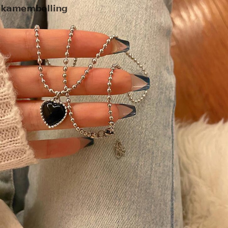 Vòng cổ Mặt Trái Tim Màu Đen Đơn Giản Thời Trang Hàn Quốc Cho Nữ