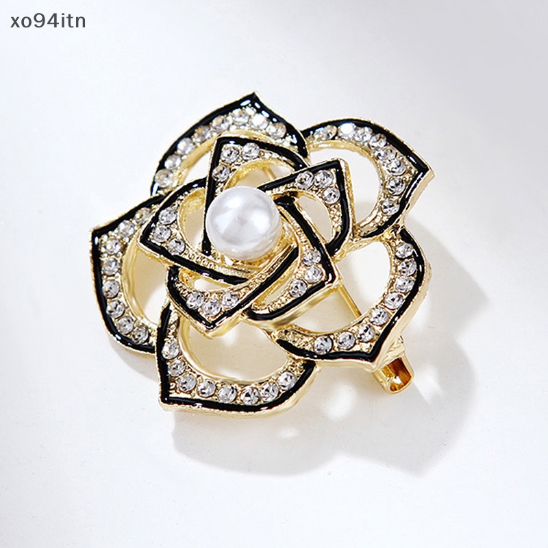 Ghim Cài Áo Hình Hoa Trà Đính Ngọc Trai Nhân Tạo Thời Trang