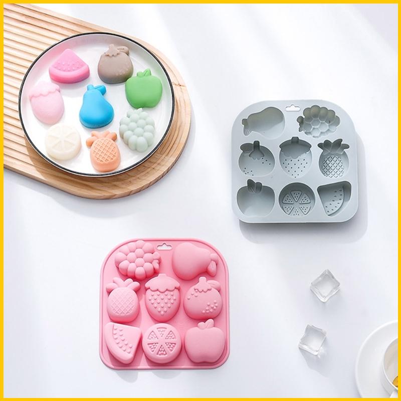Khuôn Silicone 8 Ngăn Làm Bánh Hình Trái Cây