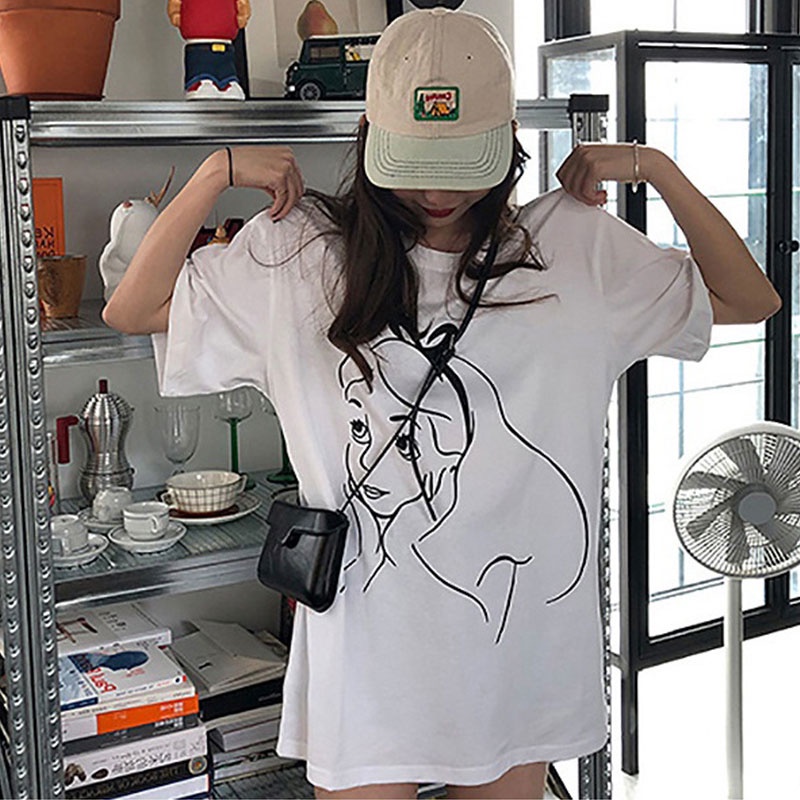 Áo Thun Ngắn Tay Dáng Rộng In Họa Tiết Thời Trang Mùa Hè Hàn Quốc 2023