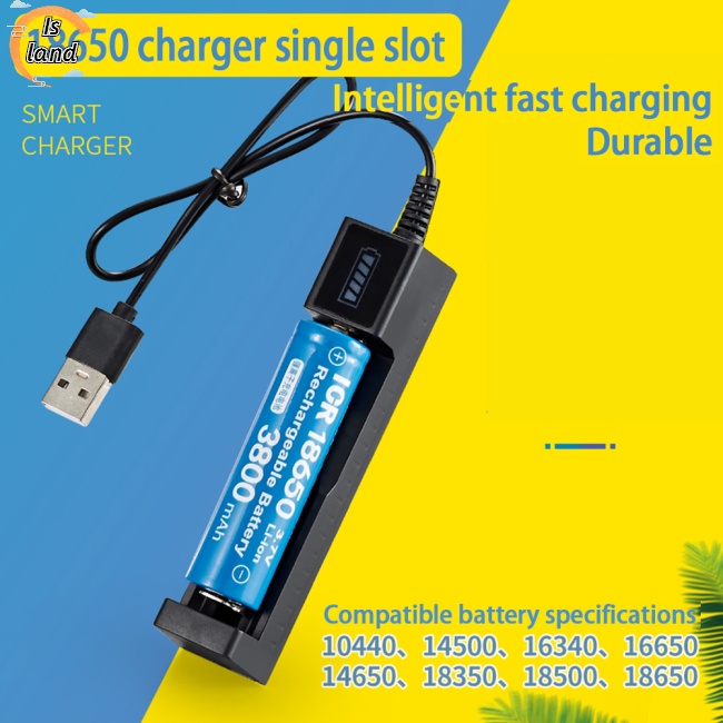 Bộ Chuyển Đổi Sạc Pin Lithium 18650 Một Khe Thông Minh Có Đèn Pin Và Cổng Usb