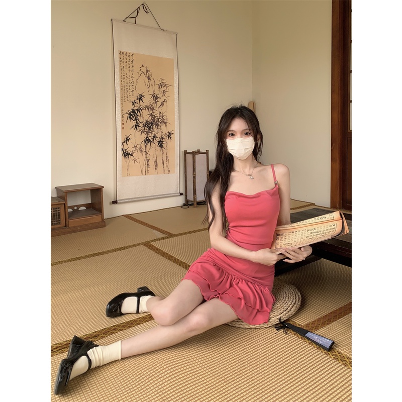 Đầm Ngắn Hai Dây Ôm Dáng Màu Trơn Thời Trang Mùa Hè