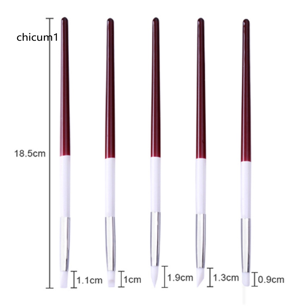 Set 5 Cọ Vẽ Móng Đầu Silicone Tiện Dụng