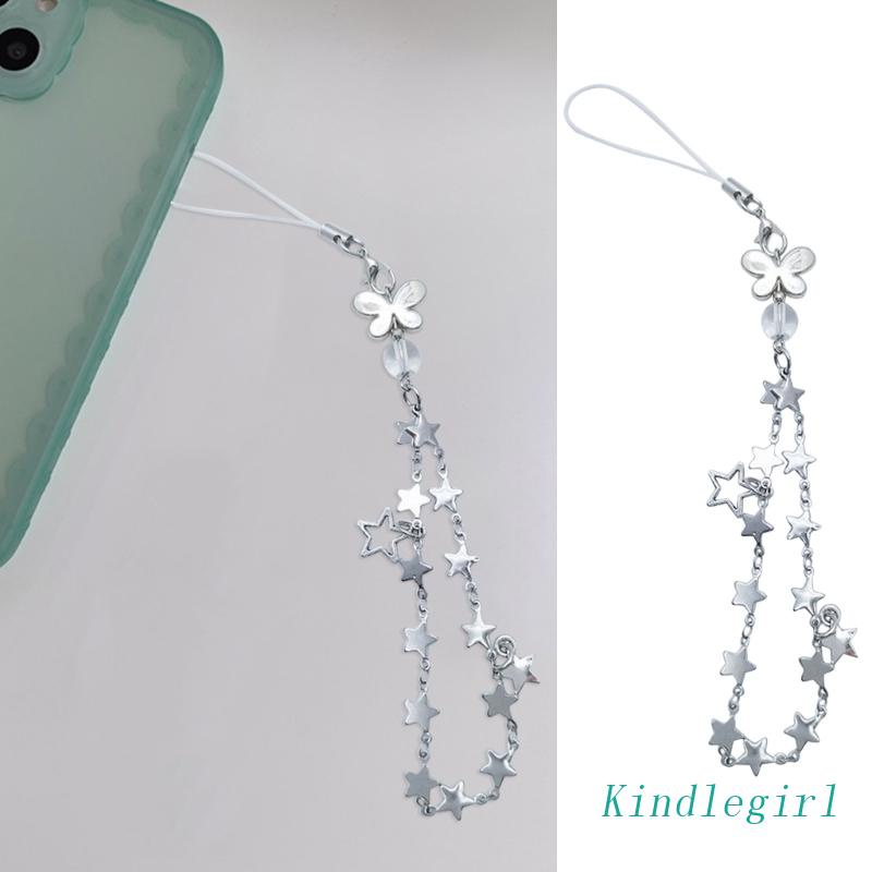 Móc Khóa Dây Tua Rua Hình Ngôi Sao Năm Cánh / Trái Tim Y2k Cho Điện Thoại