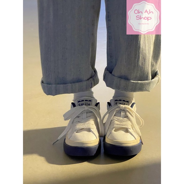 🍓  Giày Nữ Đi Học Giày Vải Trắng Đế Navy Hàng Loại 1