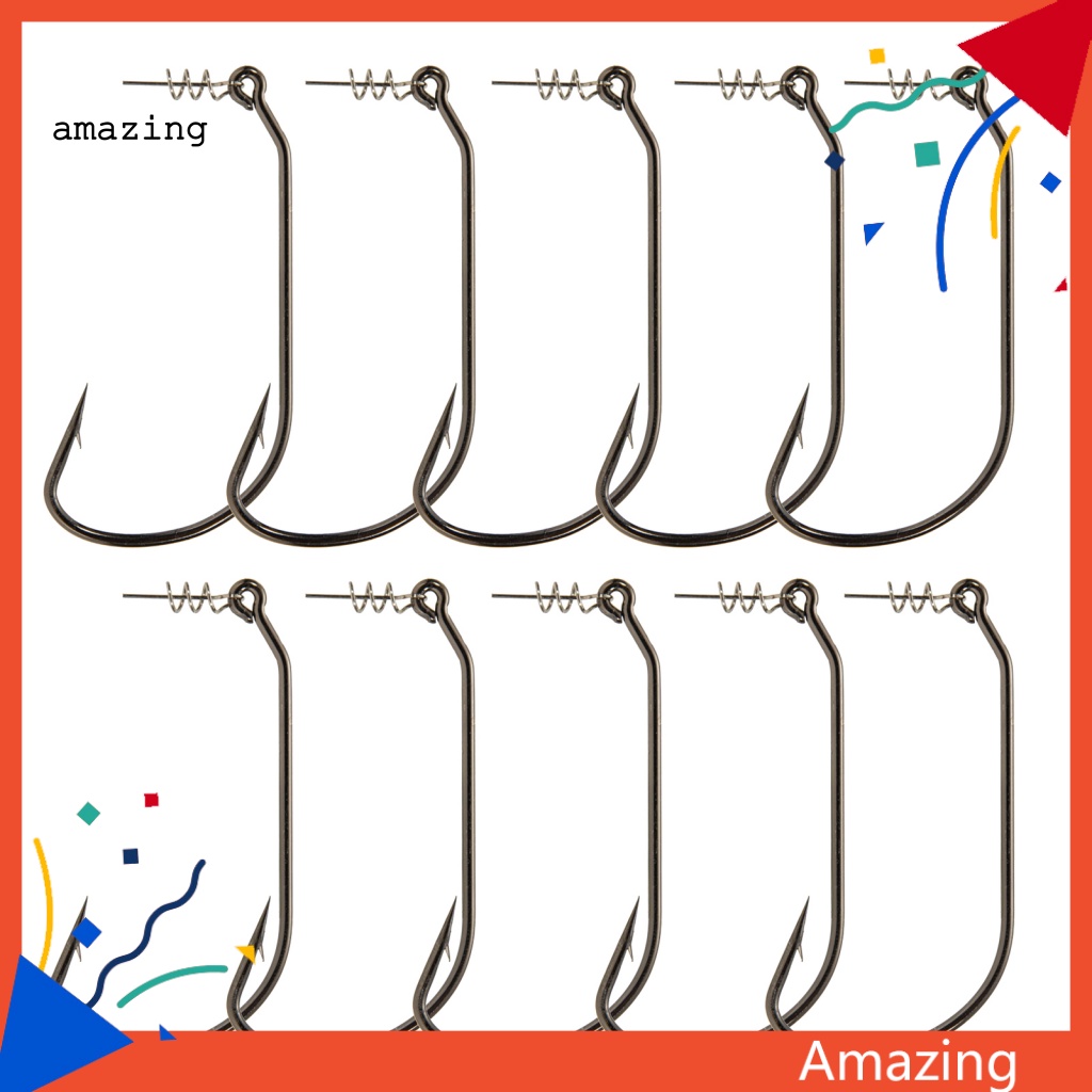 Hộp 10 Lưỡi Câu Cá Bằng Thép Carbon Cao Cấp Di Động Tiện Dụng