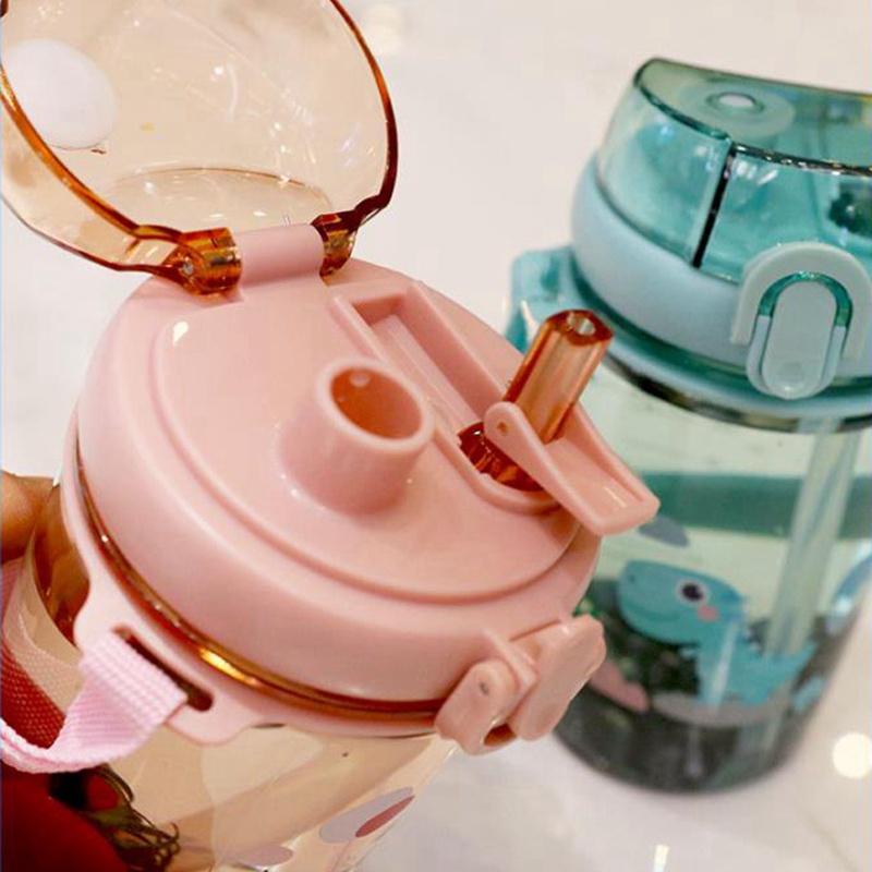 Bình nước trẻ em 550ml Bình uống cho trẻ em có dây đeo Bình nhựa di động
