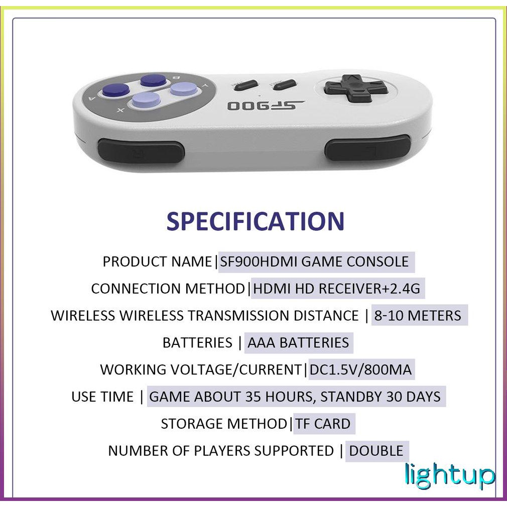 Tay Cầm Chơi Game Không Dây Vui Sáng Tạo Sf900 Tương Thích Hdmi 16-Bit 1500+ Retro Tv Stick Cho Nintendos