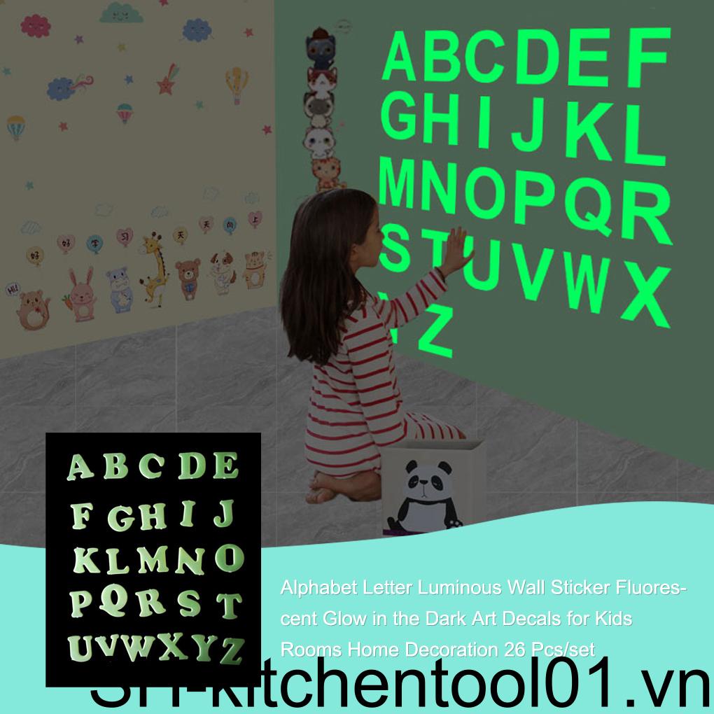 Bộ 26 Miếng Dán Tường Trang Trí Dạ Quang Hình Chữ Cái DIY
