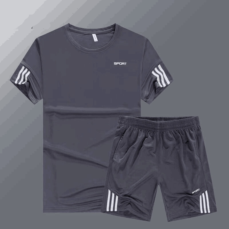 DICHUANGZHE Set Đồ Thể Thao 2 Món Ngắn Tay Thoáng Khí Nhanh Khô Thời Trang Mùa Hè Cho Nam