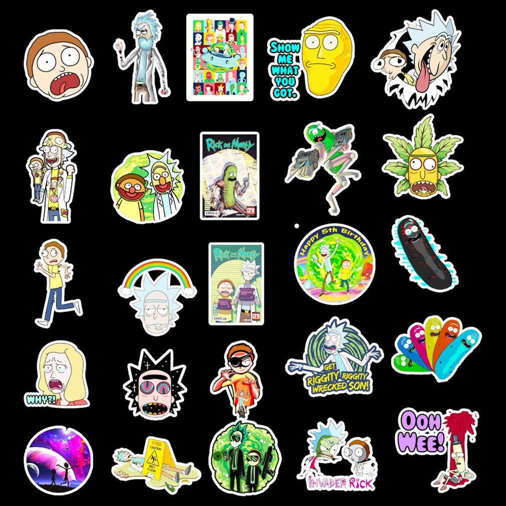 Rick And Morty Themed Cartoons Stickers Stickerbomb Laptop Guitar Skateboard Car Luggage Helmet Diary Storage Box [Q/7]