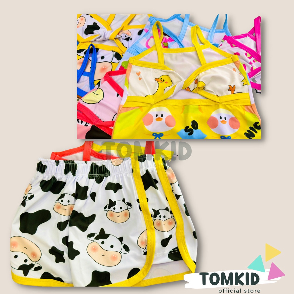 Bộ 2 dây bé gái, đồ bộ cho bé gái phối lưng chất thun lạnh dày dặn thoáng mát co giãn tốt 8-40kg Tomkids