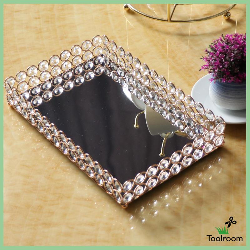 Khay Tráng Gương 3 Kích Cỡ Dùng Đựng Nước Hoa Trang Sức