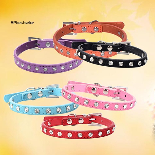 Vòng Cổ Da Lộn Đính Đá Nhân Tạo Màu Trong Suốt Dễ Điều Chỉnh Thời Trang Cho Thú Cưng