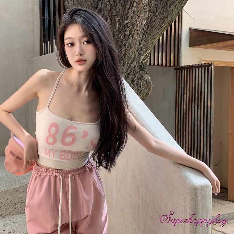 Áo Camisole In Chữ Thời Trang Xinh Xắn Dành Cho Nữ