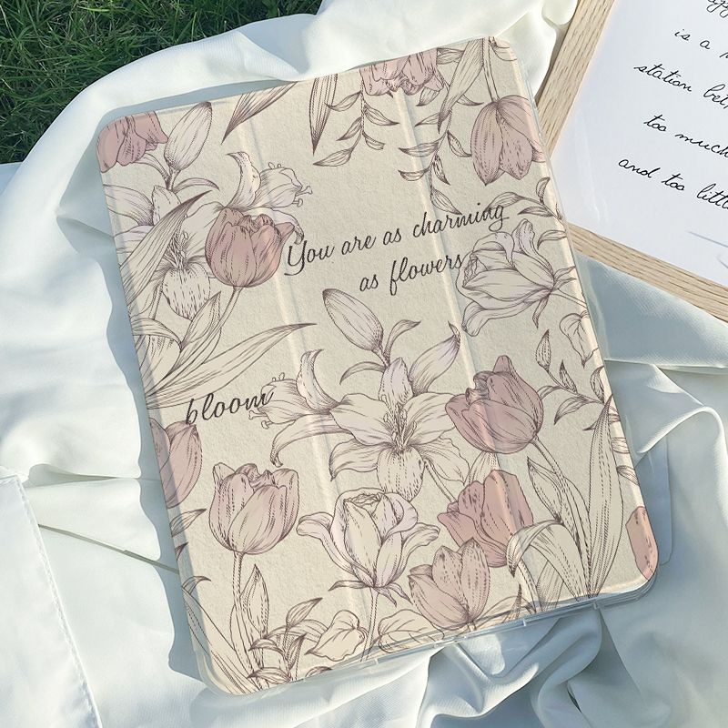 Ốp Máy Tính Bảng Trong Suốt Hình Hoa Cho iPad gen9 10.2 / air4 10.9 / pro 11 / pro 12.9 / gen5gen6 9.7 / air 310.5 / gen10 2022 / mini4 5 7.9 / mini6