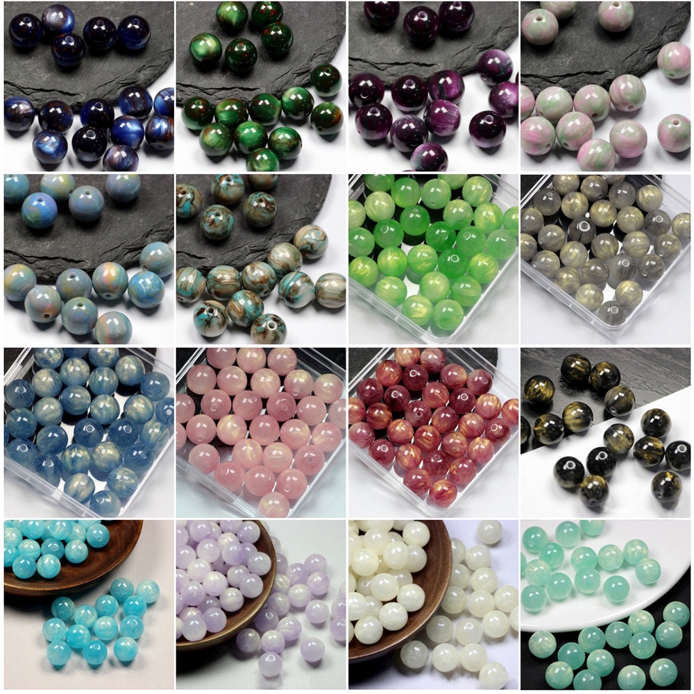 Set 25 Hạt Đá Mắt Hổ 12mm Dùng Làm Trang Sức Thời Trang