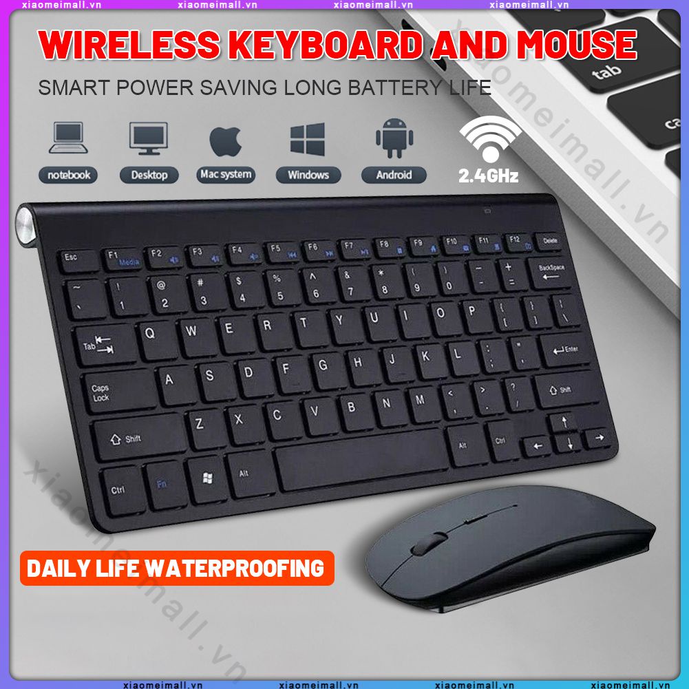Mini không dây Bàn phím và chuột thiết lập không thấm nước 2.4G cho Mac Apple PC máy tính 123 (xiaomeimall)