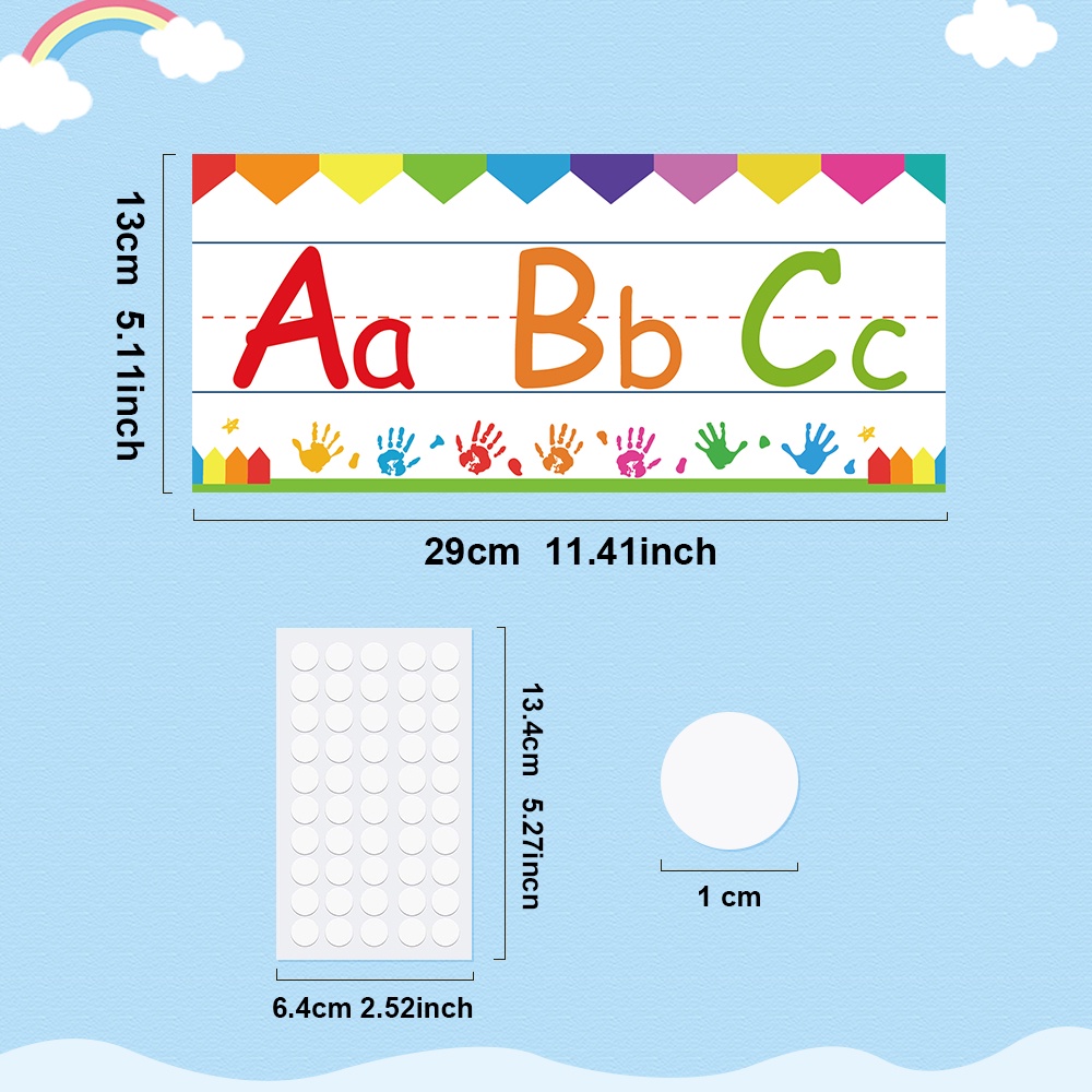 Dải Áp Phích Dán Tường Hình Viên Đạn Bảng Chữ Cái & Số Giáo Dục Trang Trí Lớp Học Mẫu Giáo
