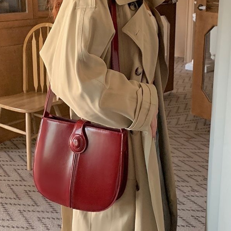 Túi Đeo Vai Bằng Da Cao Cấp Sức Chứa Lớn Màu Trơn Đơn Giản Chất Lượng Cao Cho Nữ