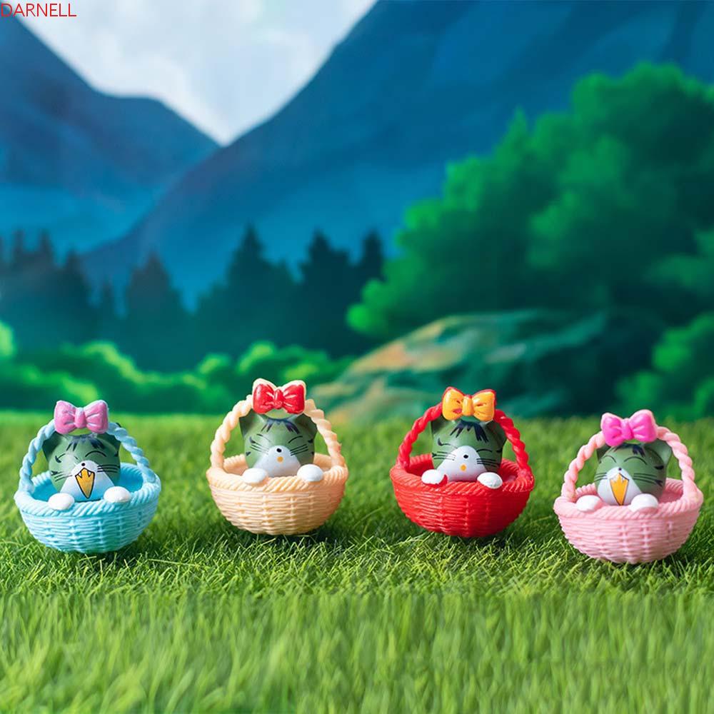 Set 4 Mô Hình Chú Mèo Bằng PVC Trang Trí Sân Vườn