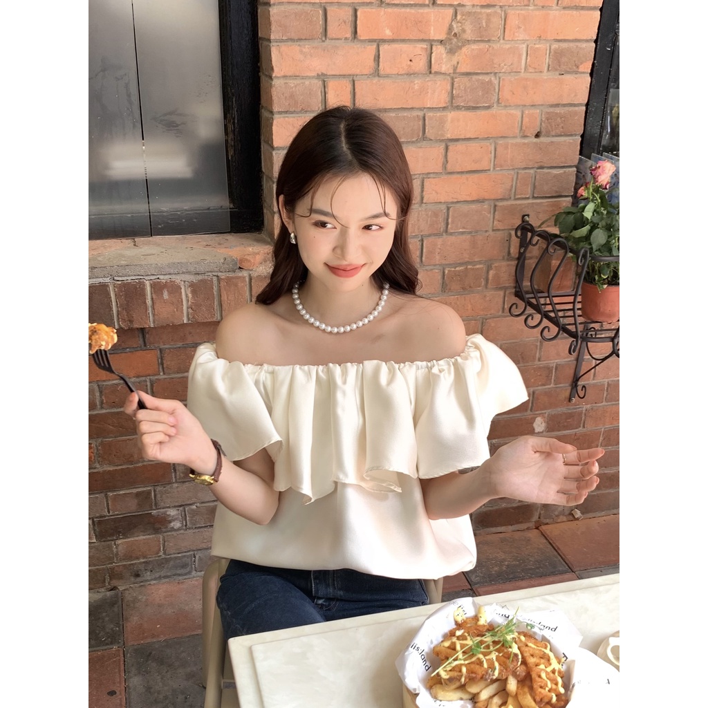 Áo Sơ Mi Trễ Vai Dáng Rộng Thời Trang Mùa Hè Ngọt Ngào