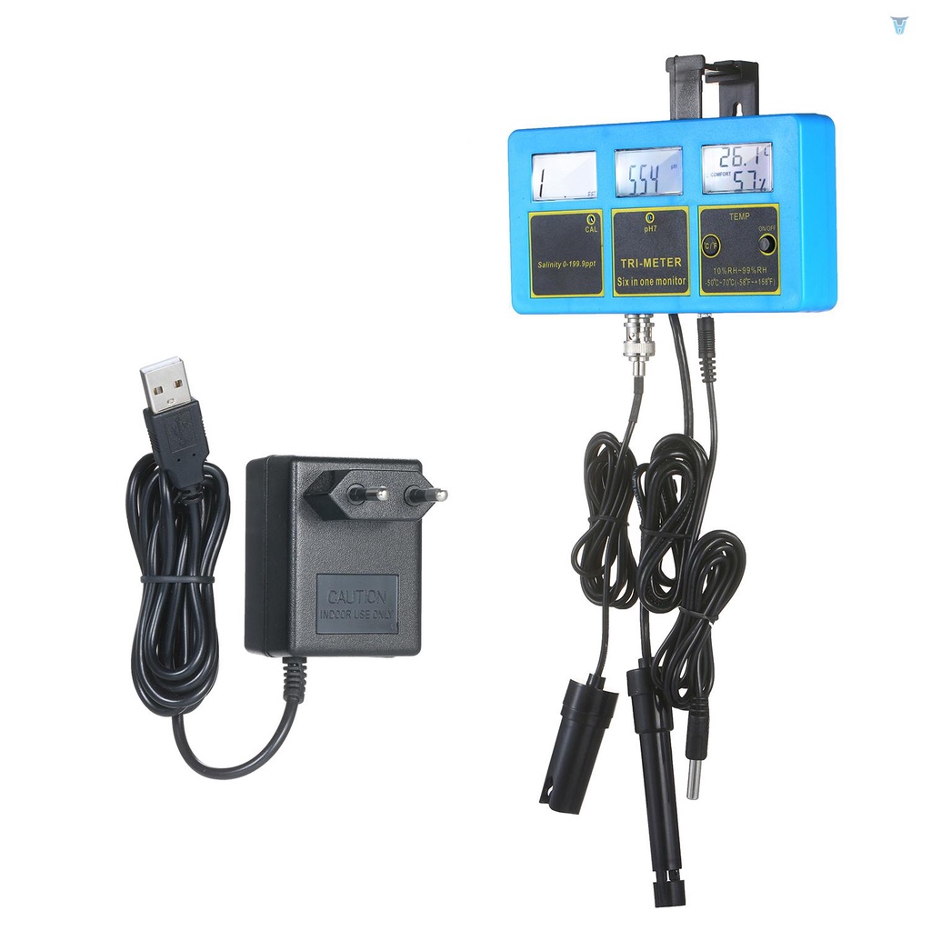 Máy Đo Độ PH / Salinity / Nước 3 Trong 1 Đa Năng 230V 0~14pH 0-199.9ppt Salinity - 50~70°C 1