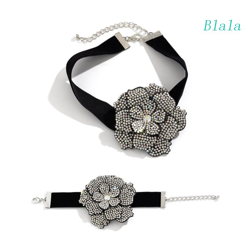 Vòng Cổ Choker Y2K Đính Đá Hình Hoa Lớn Lãng Mạn Thanh Lịch Có Thể Điều Chỉnh Cho Nữ