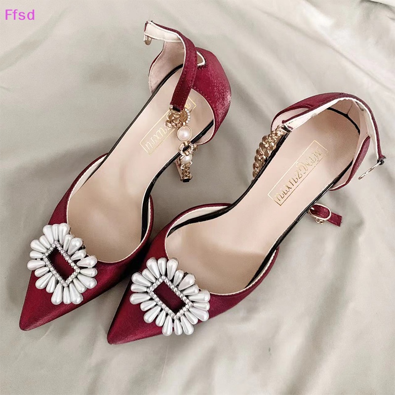 {Ffsd} Phụ Kiện Kẹp Khóa Vuông Đính Đá Trang Trí Giày Cao Gót Cho Cô Dâu Ngày Cưới * Bán Chạy